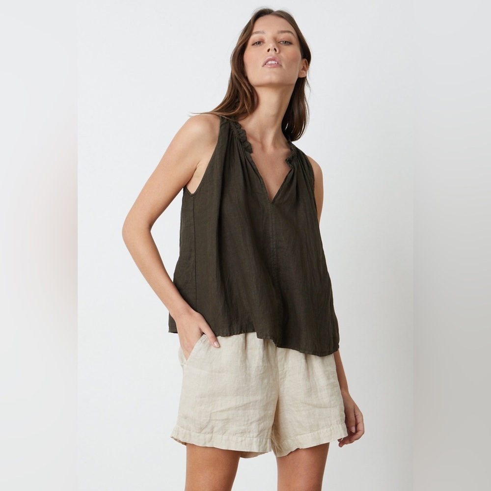 Velvet by Graham & Spencer Zoey Linen V-Neck Tank Top